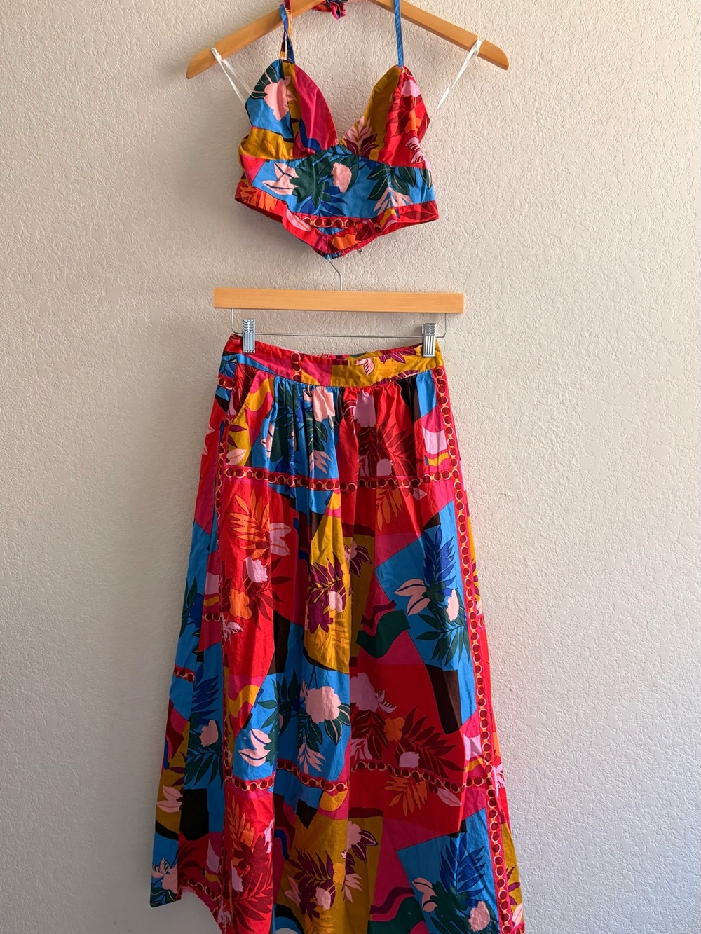 Lulu's Bright Multicolor Tropical Maxi Skirt & top/set XS